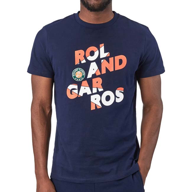海外サイズ Roland Garros Official(ローランギャロス) 2023 SS メンズ RGグラフィック 半袖Tシャツ RG22004-ネイビー(23y4mテニス)