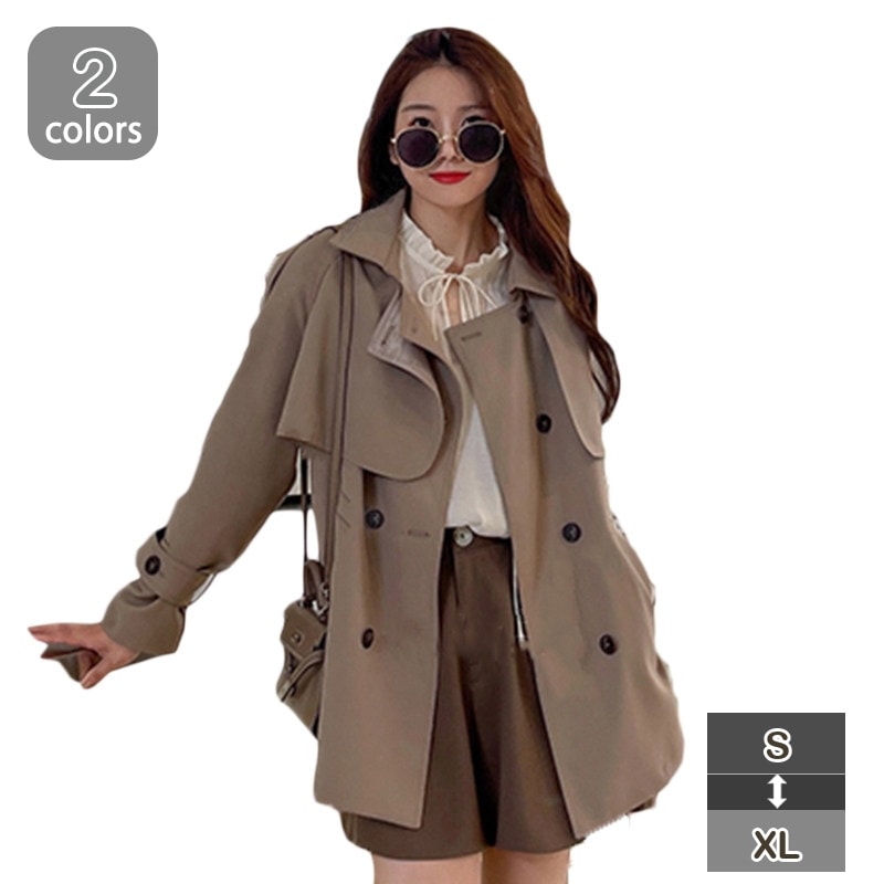 トレンチコート レディース ショート 春 チェスターコート レディース 黒 ベルト付き ショートコート ショートジャケット アウター ライトアウター 長袖 きれいめ キレイ目 通勤 入学式 結婚式 お