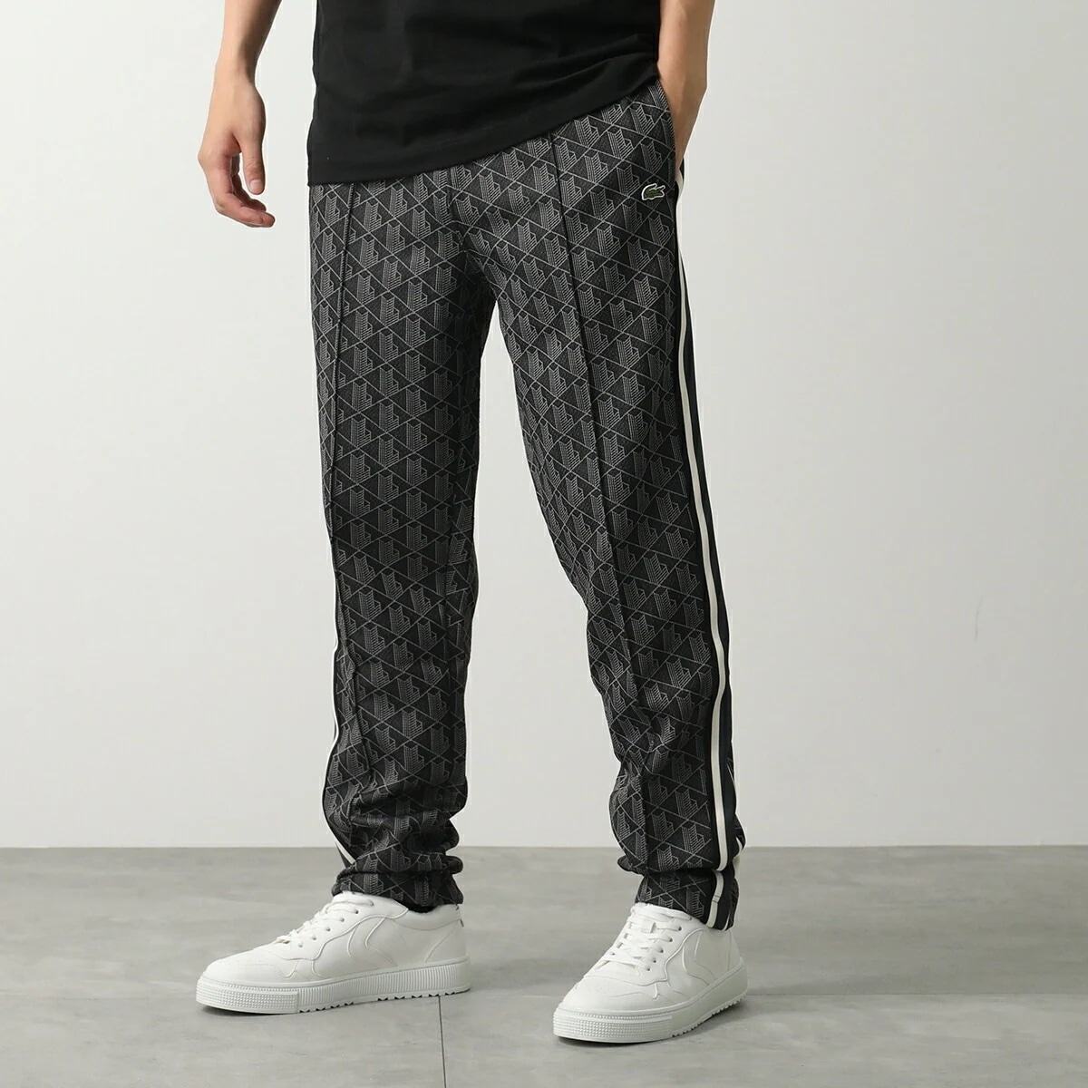 LACOSTE ラコステ トラックパンツ XH1440 メンズ サイドテーピング モノグラムジャカード ジャージ 4PC