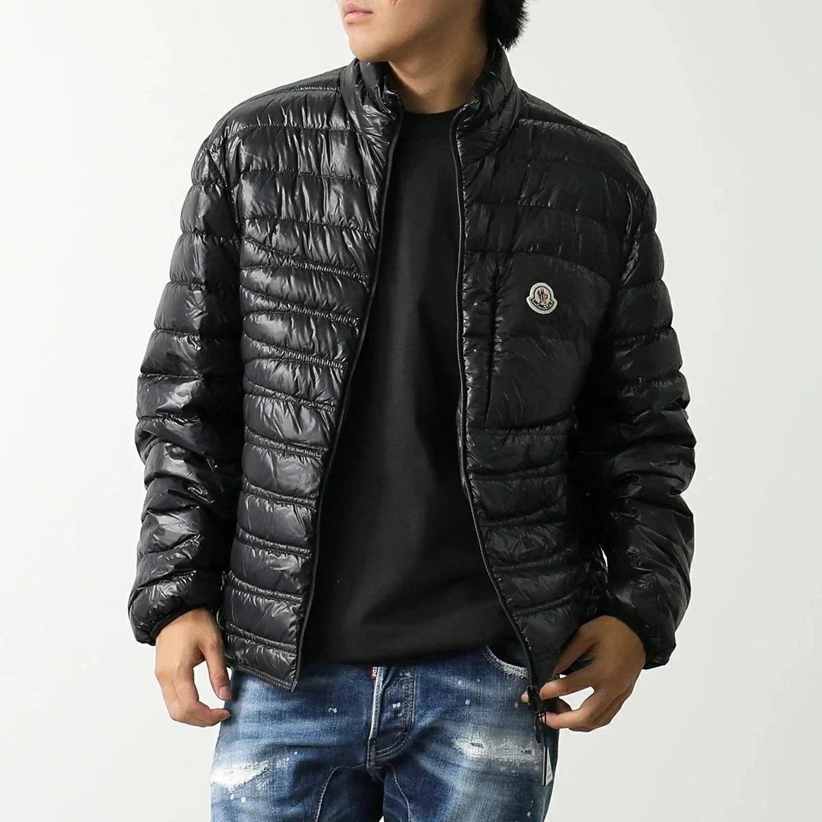 MONCLER モンクレール ダウンジャケット LEVECHE 1A00019 595GJ メンズ アイコンパッチ スタンドカラー 胸ポケット ナイロン 999