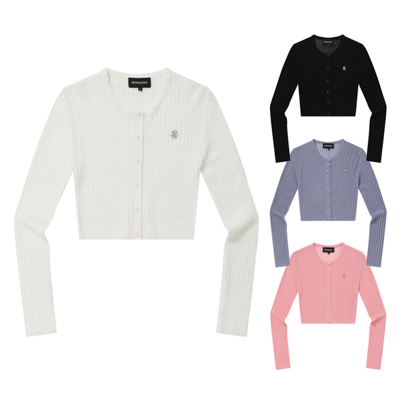 [aespa ウィンター 着用] See-through crop knit cardigan 4color 韓国 アイドル レディース サマー 夏 長袖 薄手 クロップド 白