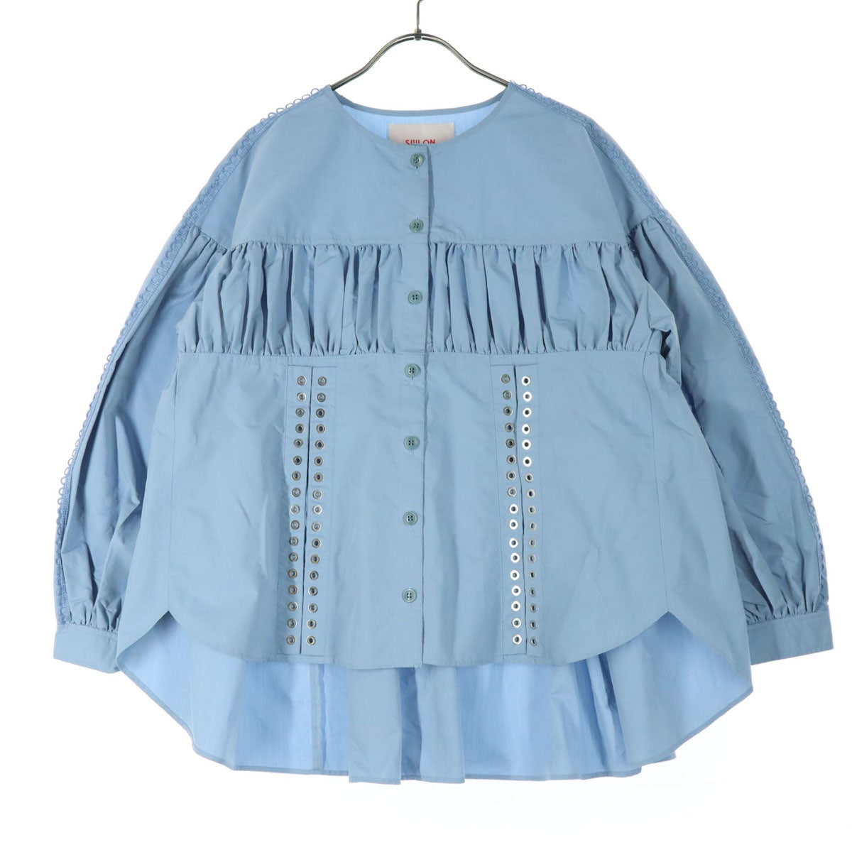 美品 SIIILON シーロン 21AW 日本製 長袖 ブラウス F ブルー SLAW21B01 レディース 古着 9,605円