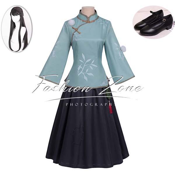IdentityV 第五人格 風 骨董商 戚十一 チャイナドレス コスプレ衣装 ウィッグ 靴 道具 cosplay ハロウィン 演出服 変装