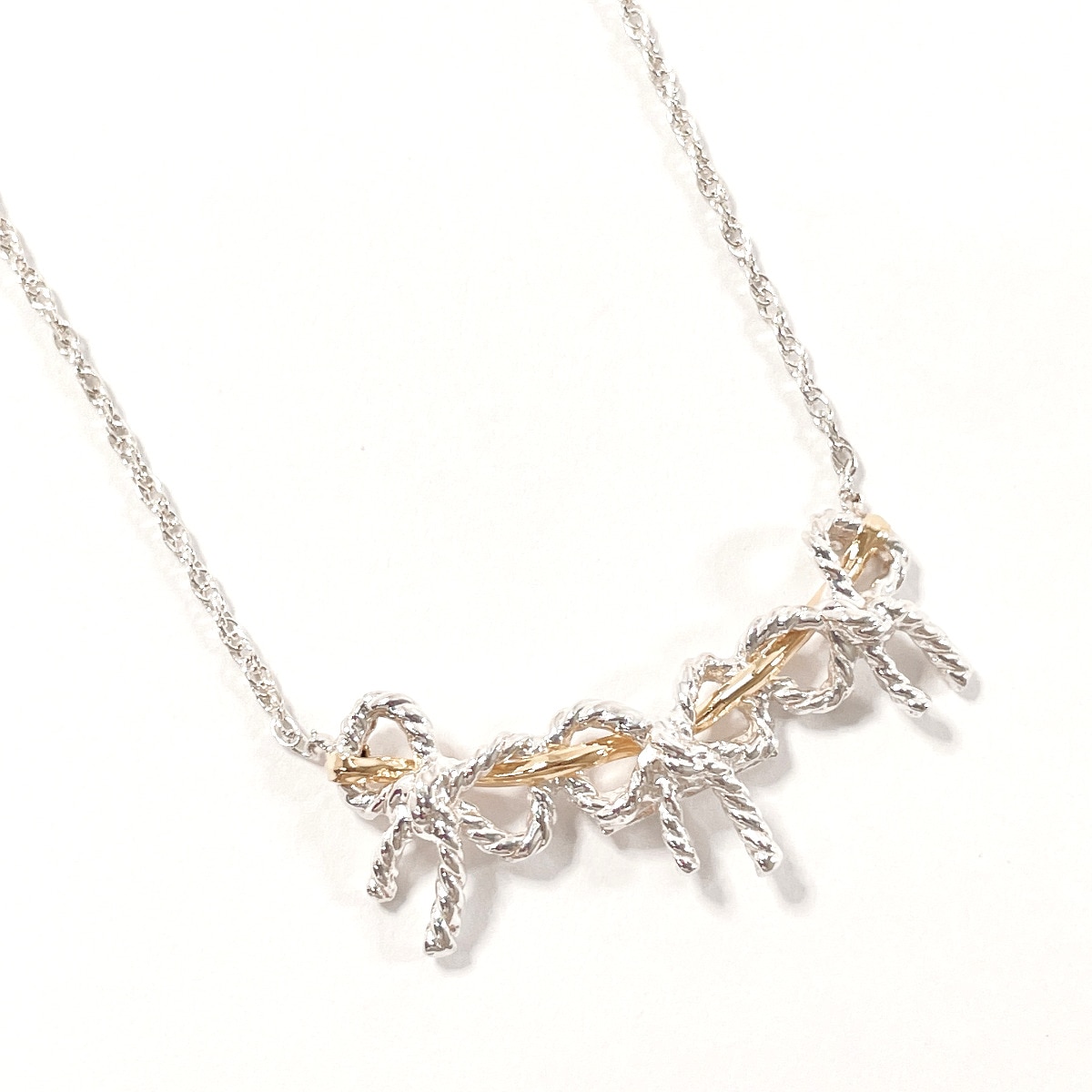 トリプルリボン ネックレス シルバー シルバー925 レディース