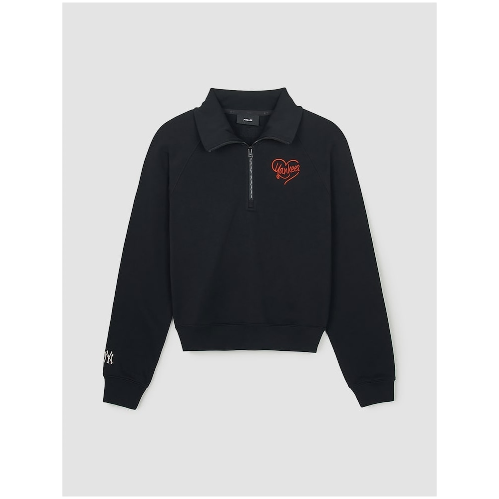 MLB レディースハートクロップハーフジップアップスウェットシャツ NY (ブラック) QHHC3FMTH1044-50BKS