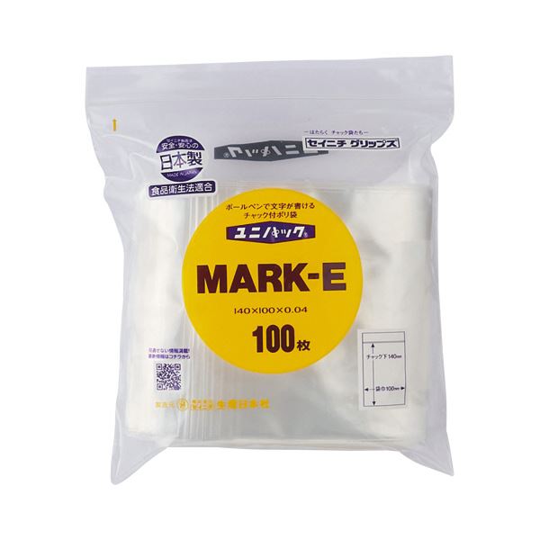 （まとめ）ユニパック チャック付 字が書ける 100x140x0.04mm E 100枚[x10]