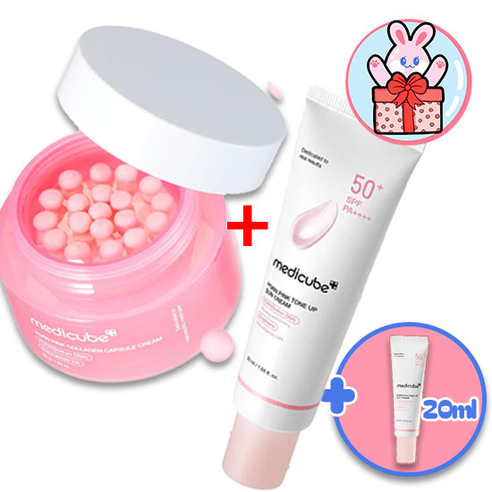 [シミを隠す 光彩クリーム+日焼け止め] しっとり 透明 高濃縮水分光 [PDRN ピンクコラーゲン カプセルクリーム 55g+ PDRN トーンアップ 日焼け止め 50ml+20ml]