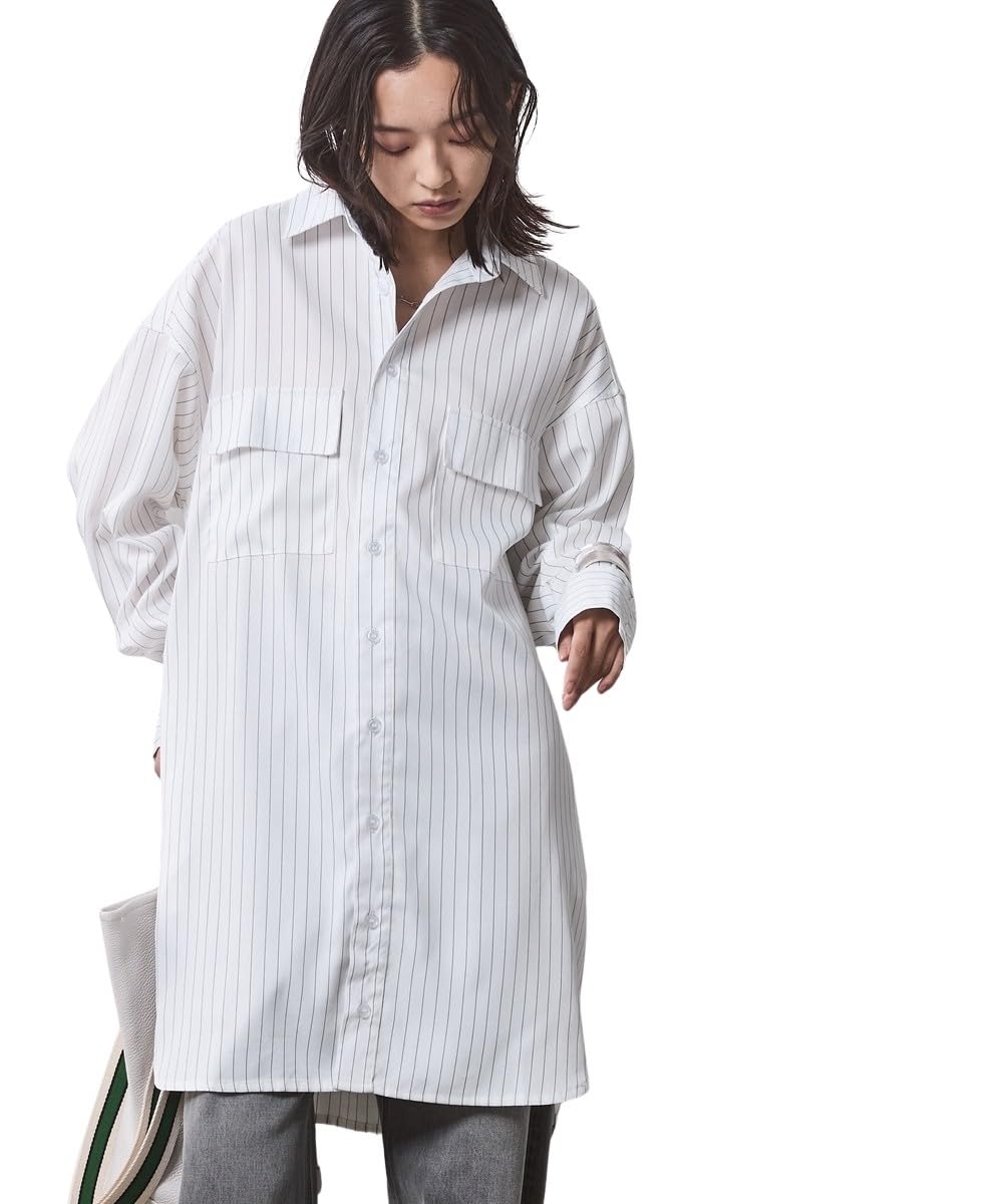 [ニッセン] ワンピース ストライプミニシャツワンピース 大きいサイズ有 シックスタイル レディース 6,767円