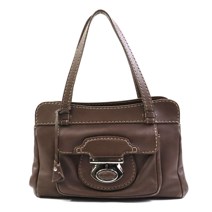 トッズ TOD’S ハンドバッグ レザー ブラウン レディース a0403
