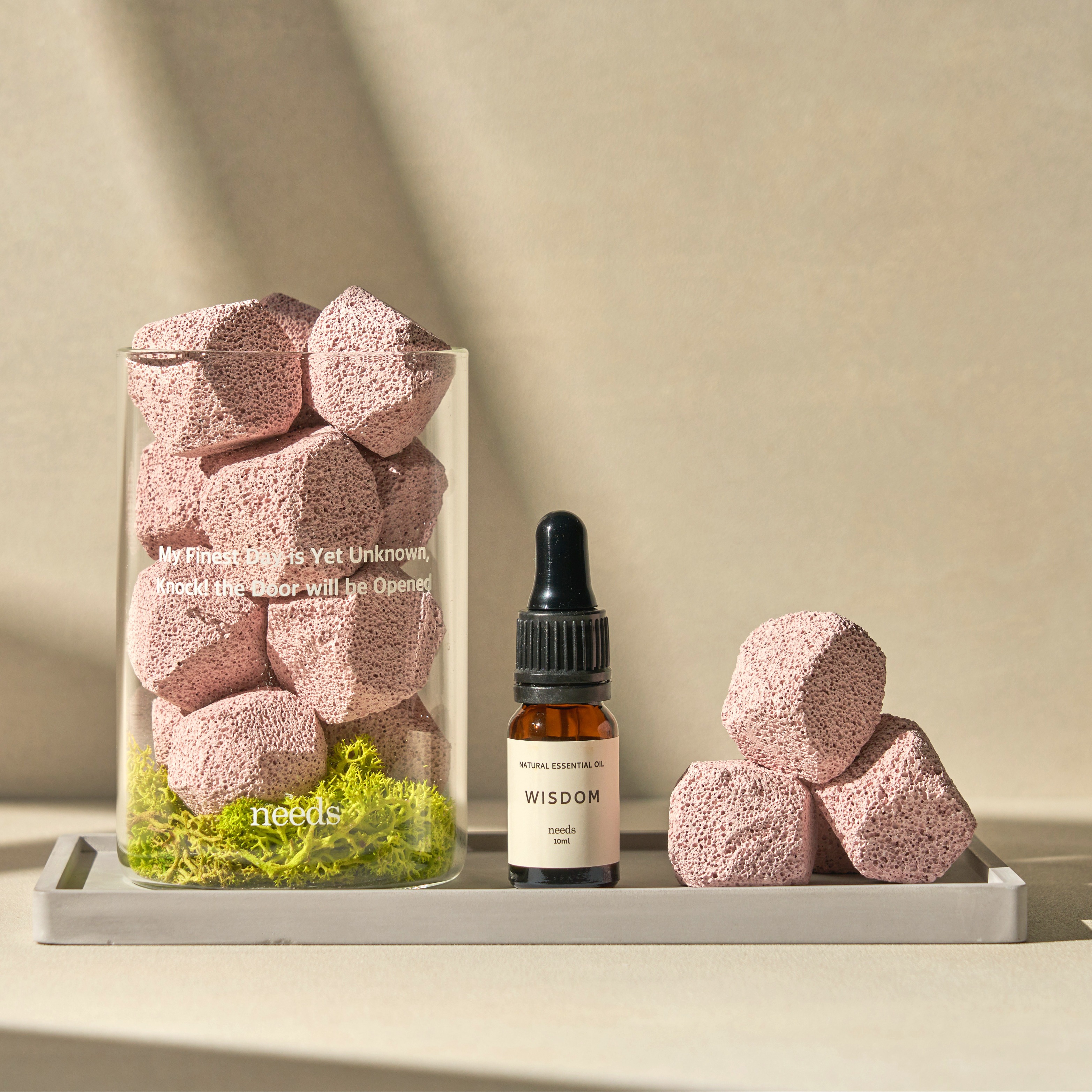 ストーンディフューザー インテリアオブジェ 天然アロマ芳香剤 - ピンクストーン