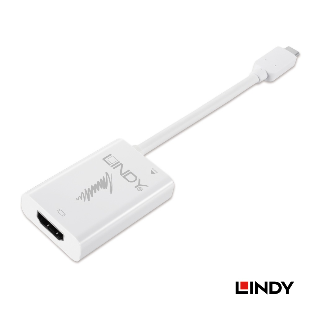 【43178】 LINDY USB 3.1 TypeC - HDMI2.0変換アダプタケーブル Thunderbolt 3互換 PD60W 0.15m