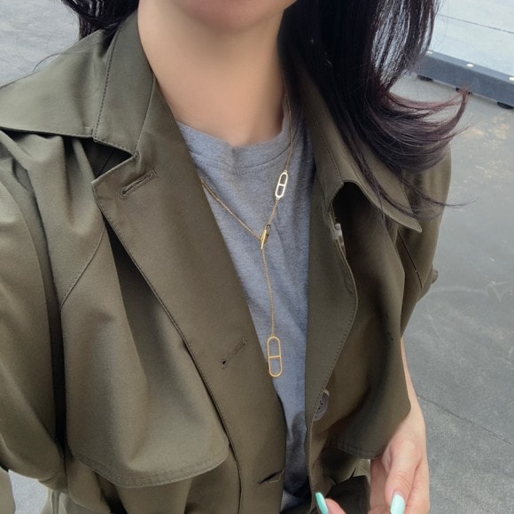 925シルバーゴールドシャンダルYロングチェーン長い銀レイヤードネックレス