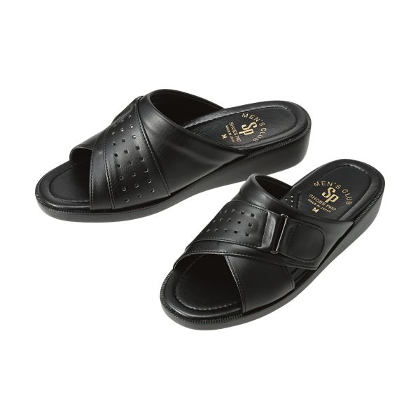 （まとめ）山一 防臭サンダル ブラック LサイズS538-BK-L 1足[x2セット]