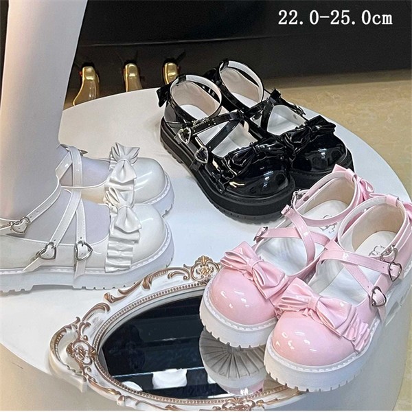 ロリータ靴 メイド靴 ロリータパンプス リボン 森ガール 可愛い お姫様 お嬢様 甘ロリ ゴスロリ ストラップ レディースシューズ ライブ お出かけ お揃い 文化祭 イベント 美脚 お茶会 通学 ロリ