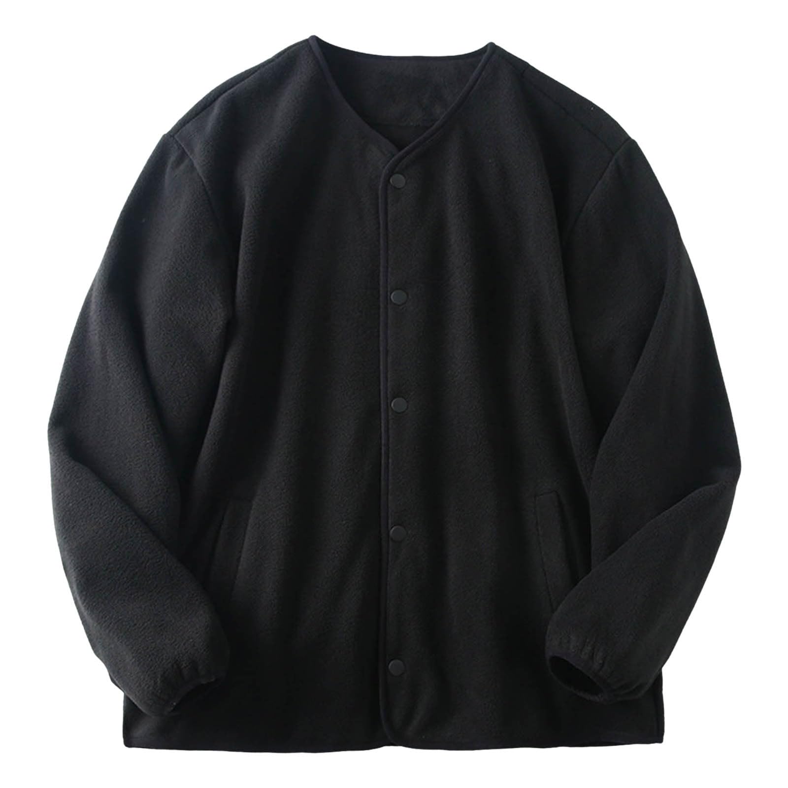 メンズ ノーカラージャケット レディース 暖かい フリースジャケット 無地 秋冬 ボアブルゾン もこもこ 男女兼