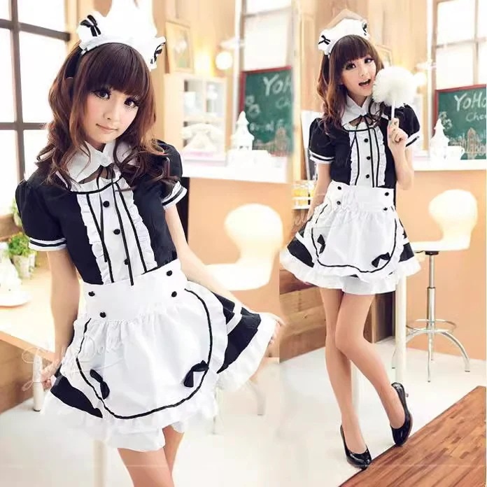 軽音メイドコスプレ女中レストランメイドアニメ衣装白黒ハロウィーン衣装