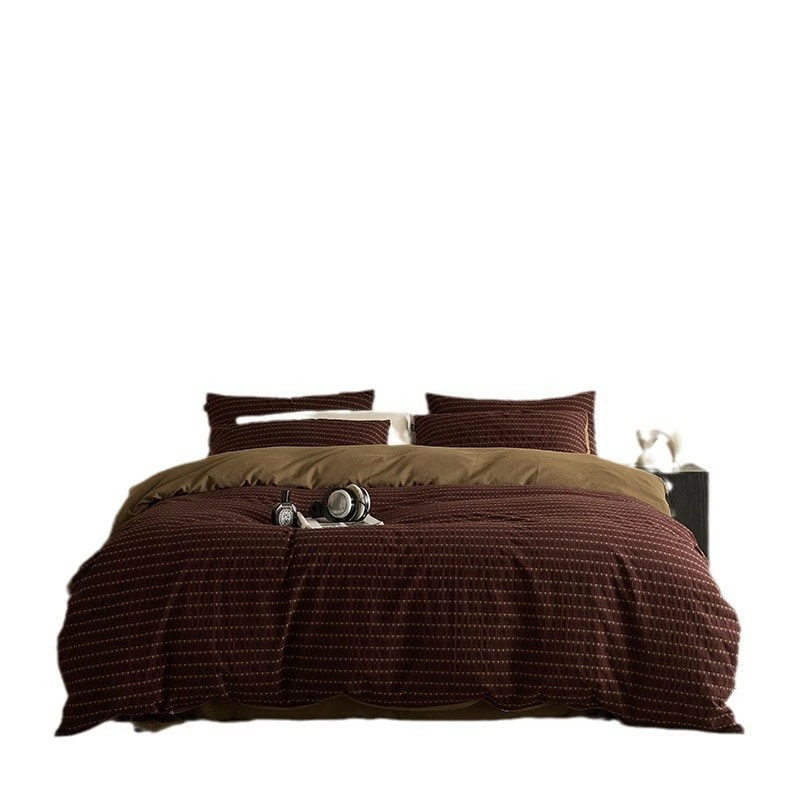 布団カバー セット 4点 寝具 コットン 厚手 柔らかい 冬用 おしゃれ シンプル ベッドリネン 1.8m