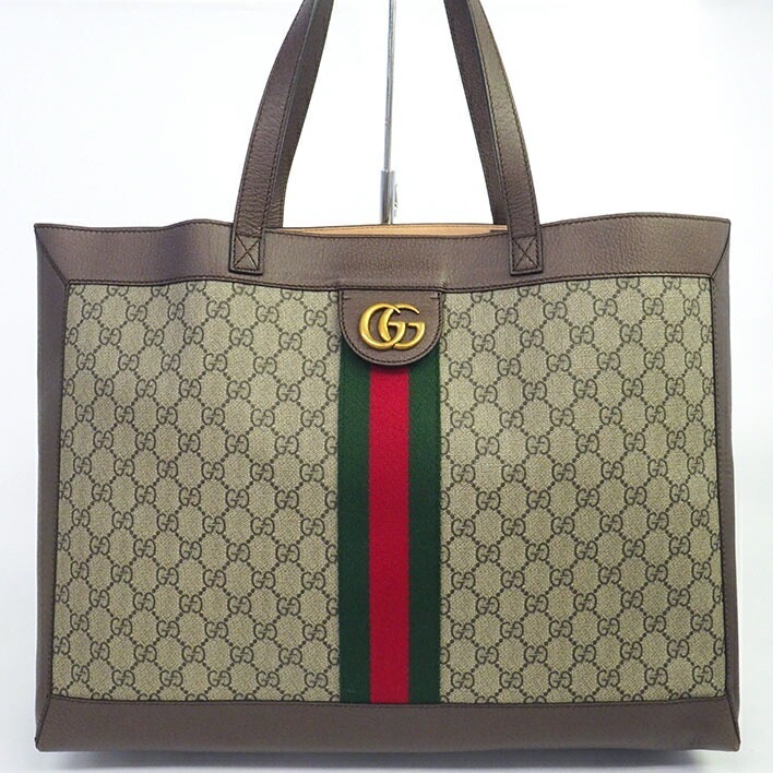 【美品】グッチ オフィディア ポーチ付き GGスプリーム×ウェブ レディース 【トートバッグ】