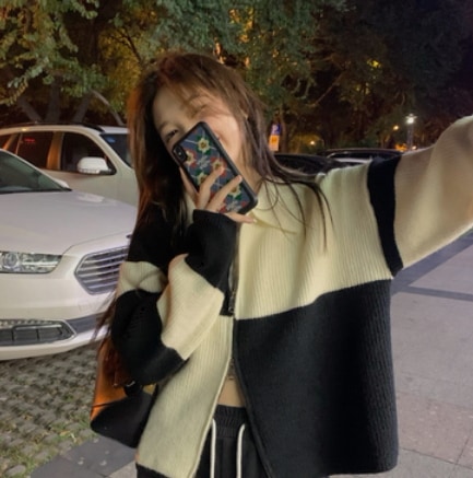 ゆったりカジュアルニットカーディガン トップス カーディガン ボリューム袖 ラウンドネック ワイド