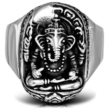 ガネーシャステンレスリング（RMT433）神様 象 エレファント 印台型 指輪 サージカルステンレス316L メンズ レディース ペアリング プレゼント 誕生日 ピンキー r1214xxxxxxxx
