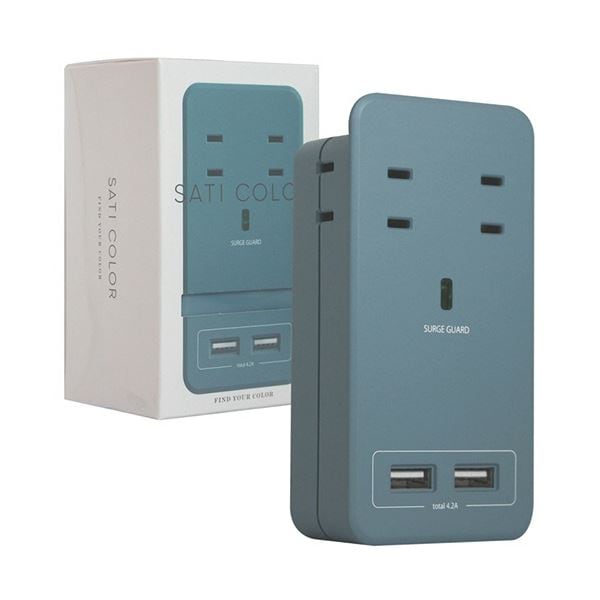 SATI COLOR電源タップ AC4個口+USB2ポート ブルー CT221BL 1個