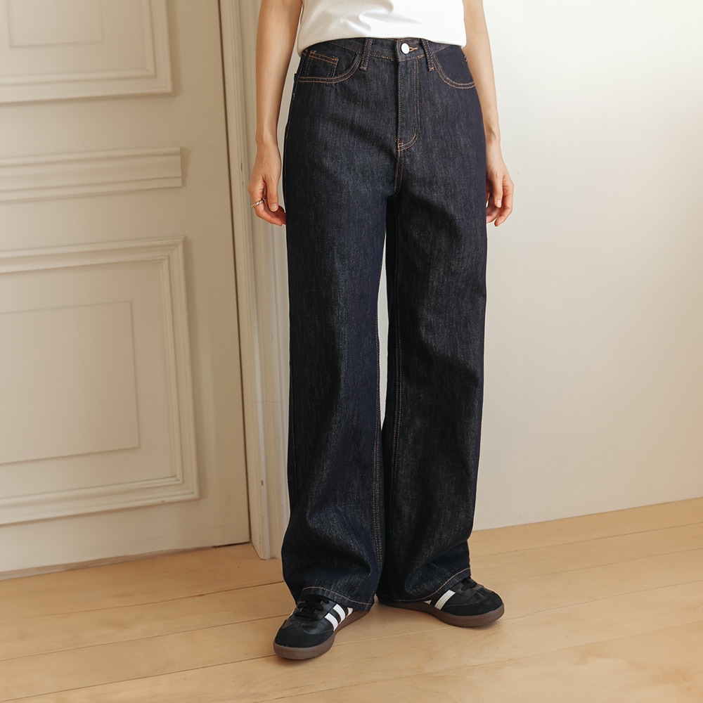 S-XLアミルン生地ワイドデニムパンツ