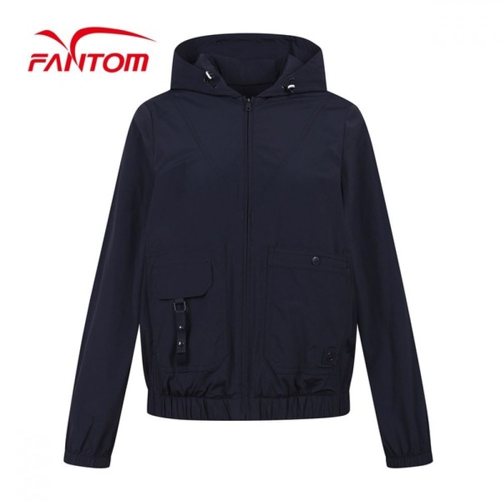 (Phantom) 女性用フード付きウィンドブレーカージャンパー