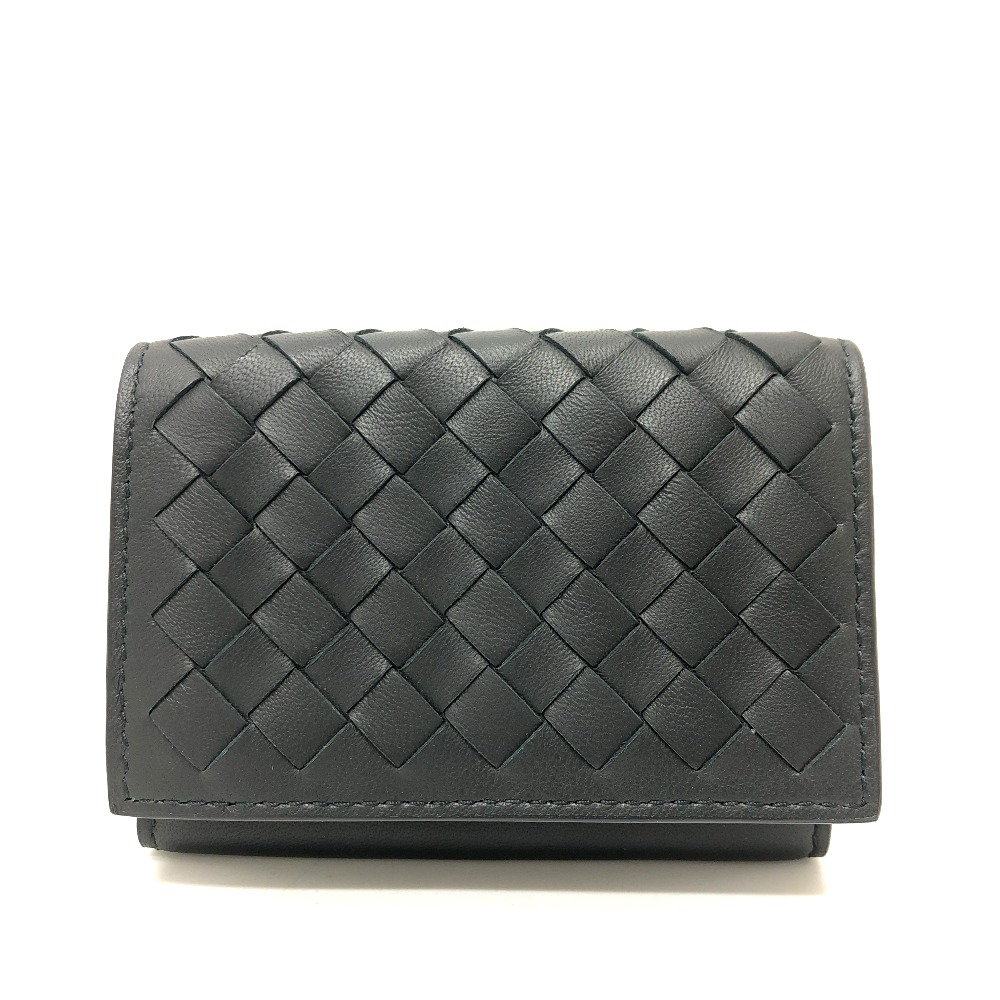 3つ折り財布 コンパクトウォレット イントレチャート タイニー レザー ブラック