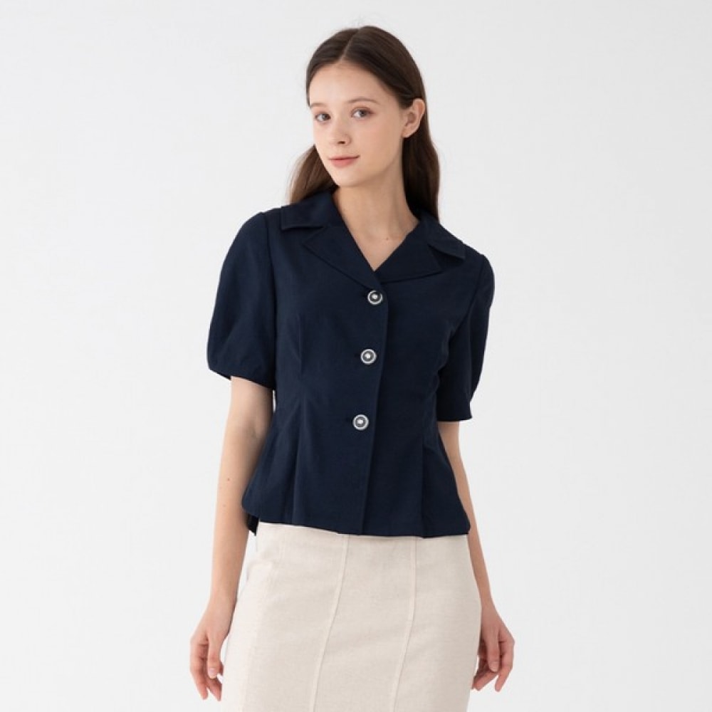 [フォレスト] スリーボタンピンタック半袖ブラウス（SZ4SS87）