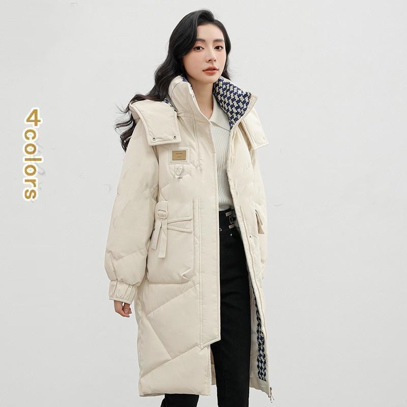 綿服 膝丈 ゆったり ジャケット 中綿ジャケット コート ロング丈 カジュアル ファスナー式 無地 レディースファッション レッド 黒い 白い カーキー