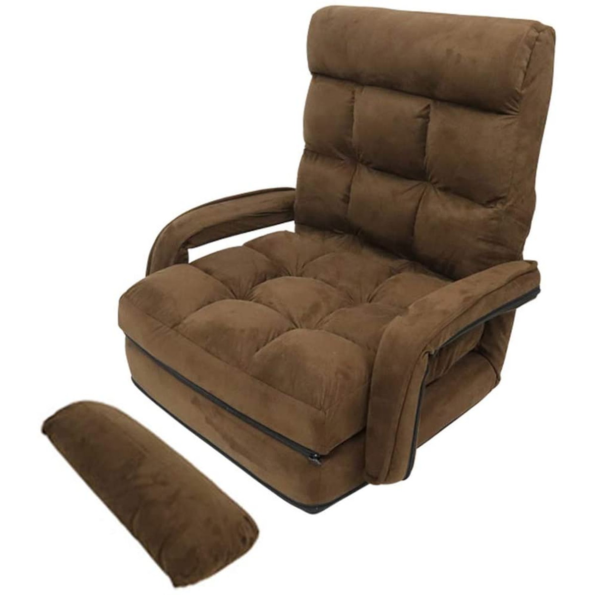 リクライニングチェア QX-0331-BR ブラウン 折りたたみ 収納可能 ふかふかクッション 3WAY シート ベッド 座椅子