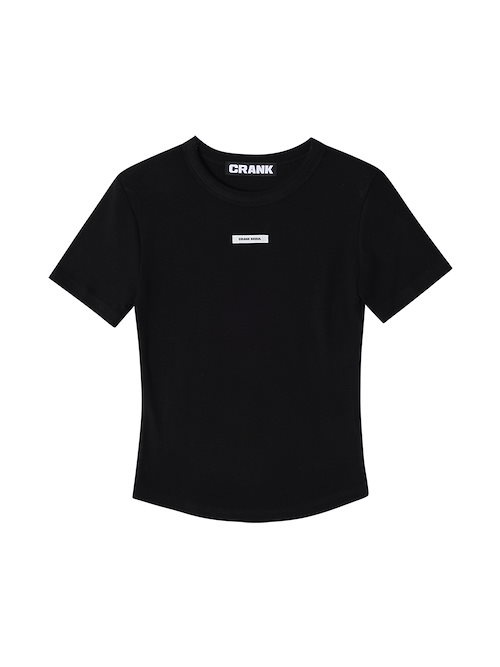 CRANK ブラック ラウンドネック 長袖Tシャツ Qoo10 CRANK プリント 長袖 ラウンドネック Tシャツ