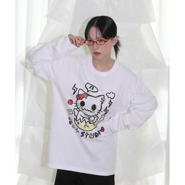 ★2025SS新作★CLUT STUDIO★Confused Cat T-shirt Qoo10 CLUT STUDIO Confused Cat T Tシャツ・