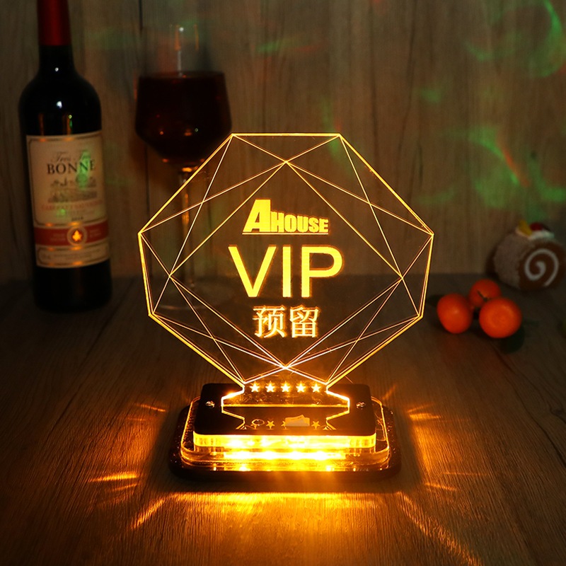 バーラミュアリザーブカードナイトクラブカードホルダー予約済みカードledシートデスクカードアクメンバーvip予約表