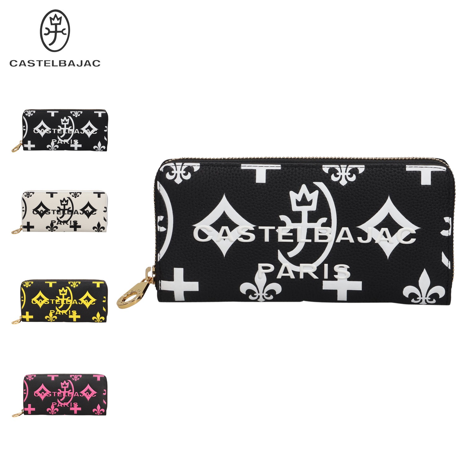 長財布 メンズ レディース ラウンドファスナー 本革 クレア ブラック ホワイト 黒 白 68633