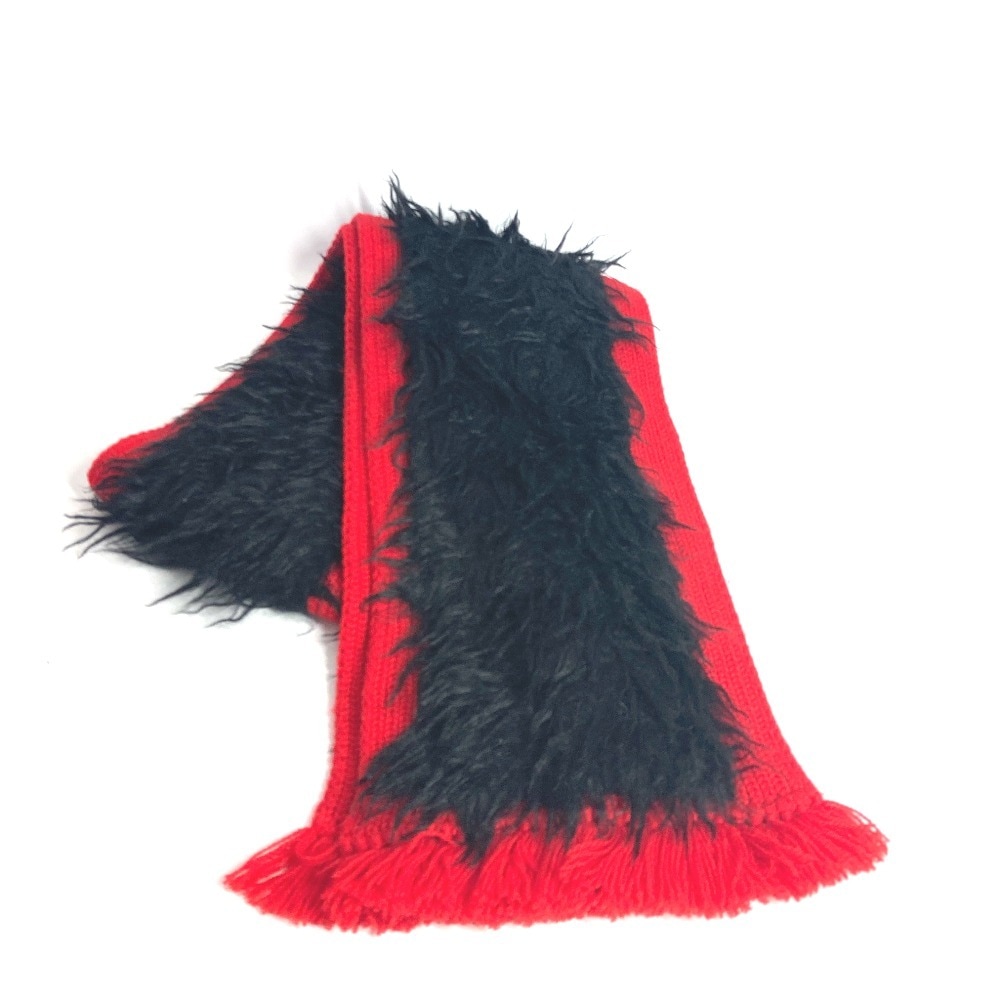 マフラー バイカラー ファー ウール ブラック