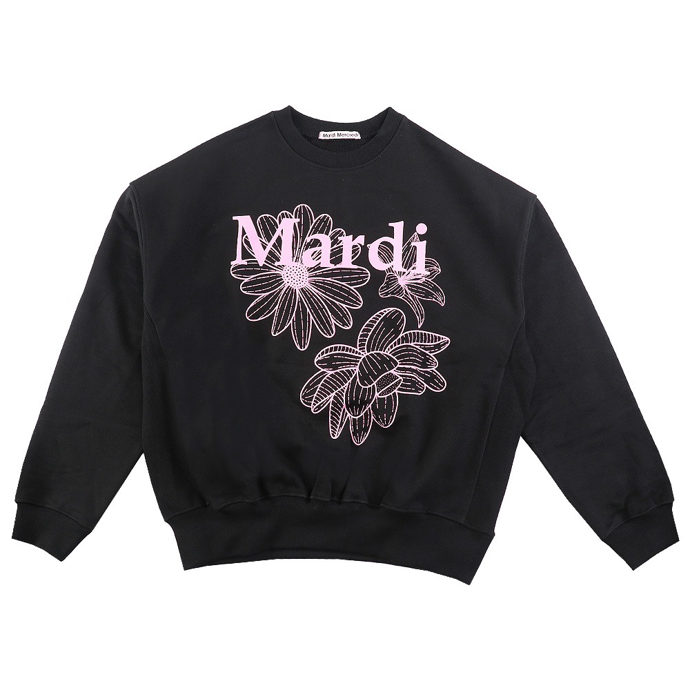 SWEATSHIRT TRIPLE FLOWER BLACK PINK 長袖 レディース 韓国 ファッション アパレル