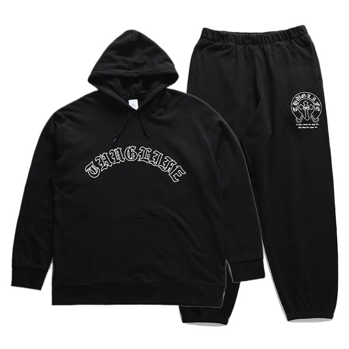 ACE FLAG 上下セット 長袖 ブランド スケボー メンズ 春秋冬用 黒 大きいサイズ エースフラッグ セットアップ パーカー フーディ スウェットパンツ