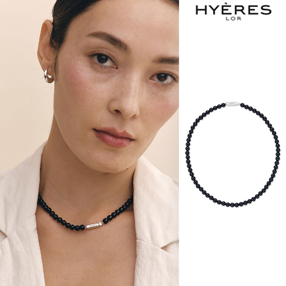 [HYERES LOR] H edition BR(W) Ball Black Onyx Bead Necklaceネックレス