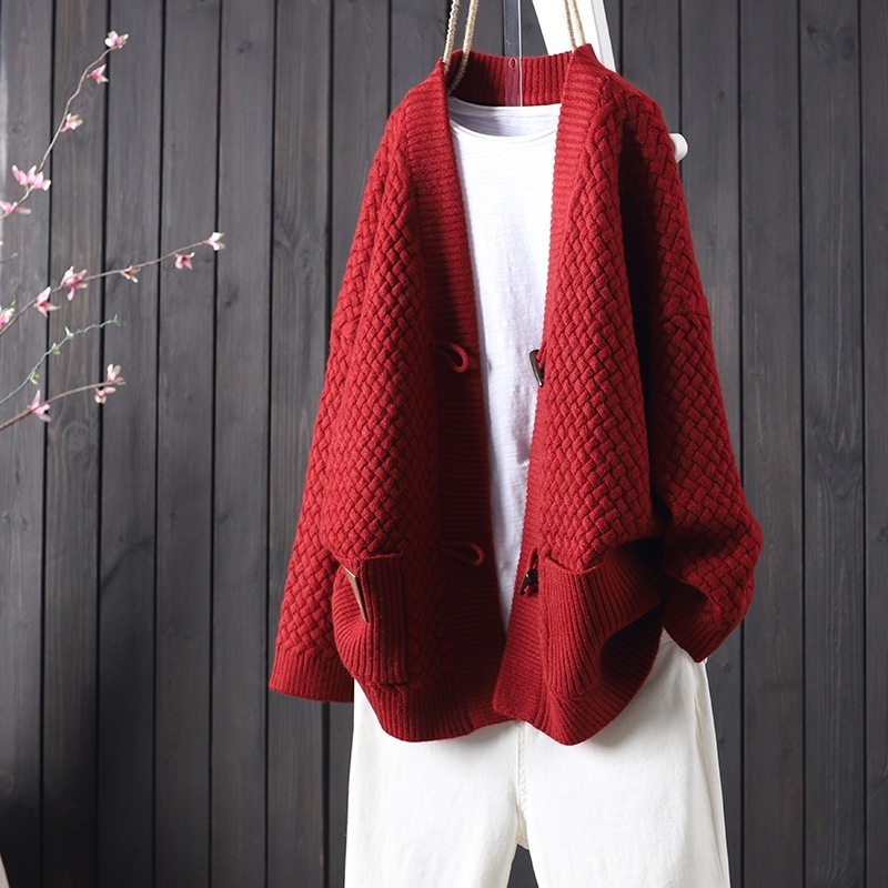 カーディガン 厚手 レディース 長袖 ニット トップス 羽織り ショート丈 リブニット おしゃれ V