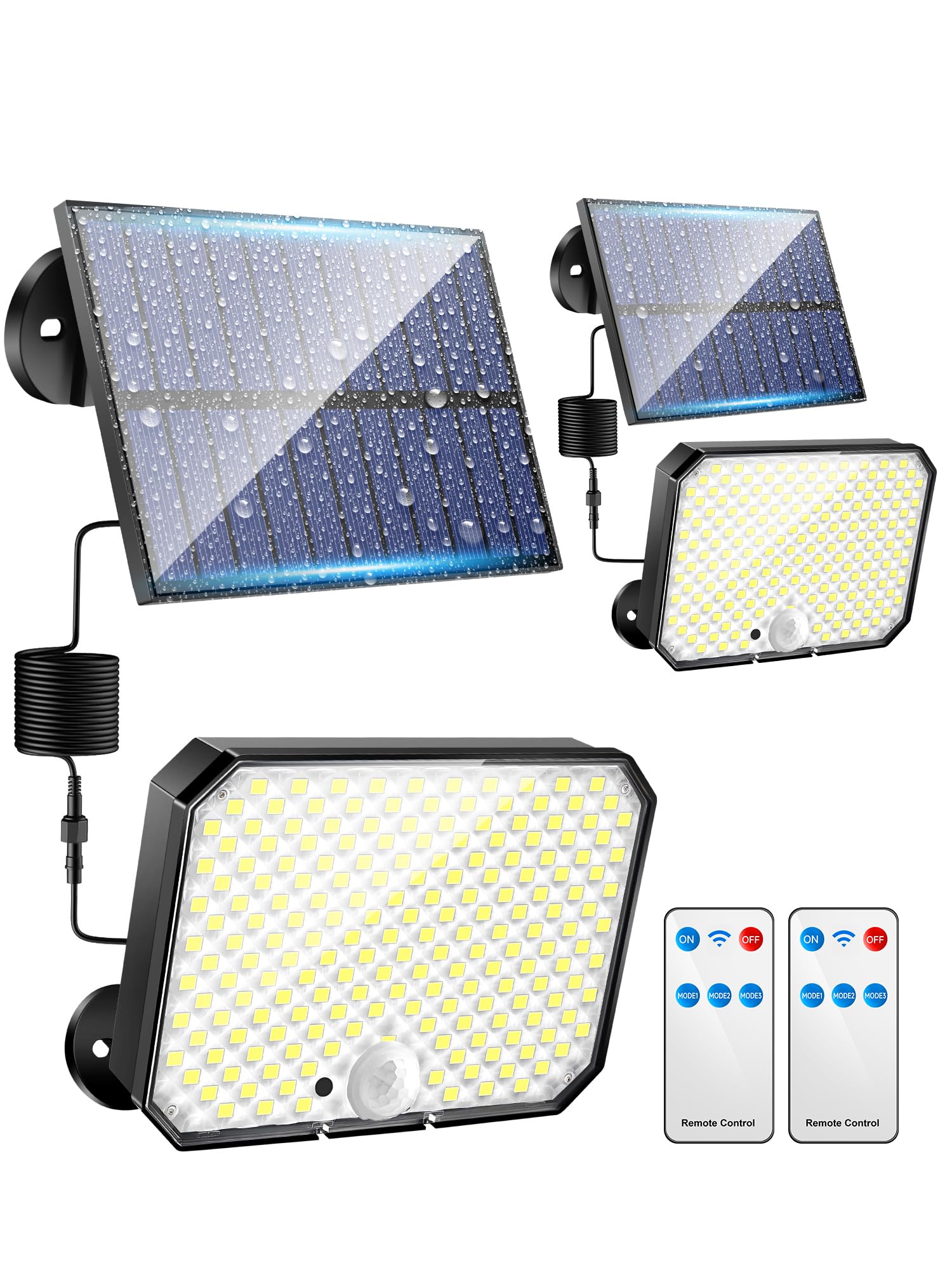 kufire センサーライト 屋外 ソーラー 人感【昇級版・分離型 リモコン付き 190LED】 ソーラーライト 屋外 防水 人感センサー【2000ルーメン超高輝度】 人感センサーライト 屋外【