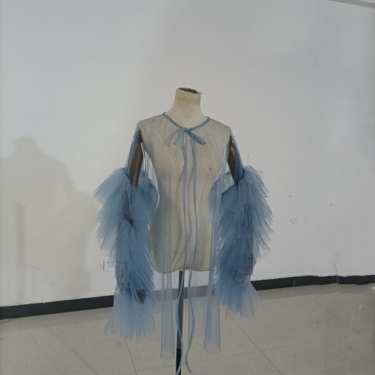 おしゃれ見えカーディガン(ボレロ) ソフトチュール ラッフルフリル 長袖　演奏会/音楽会