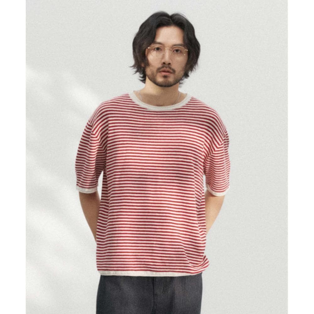 WMC Striped short-sleeved knit (RED) O-MOBBS5M34113