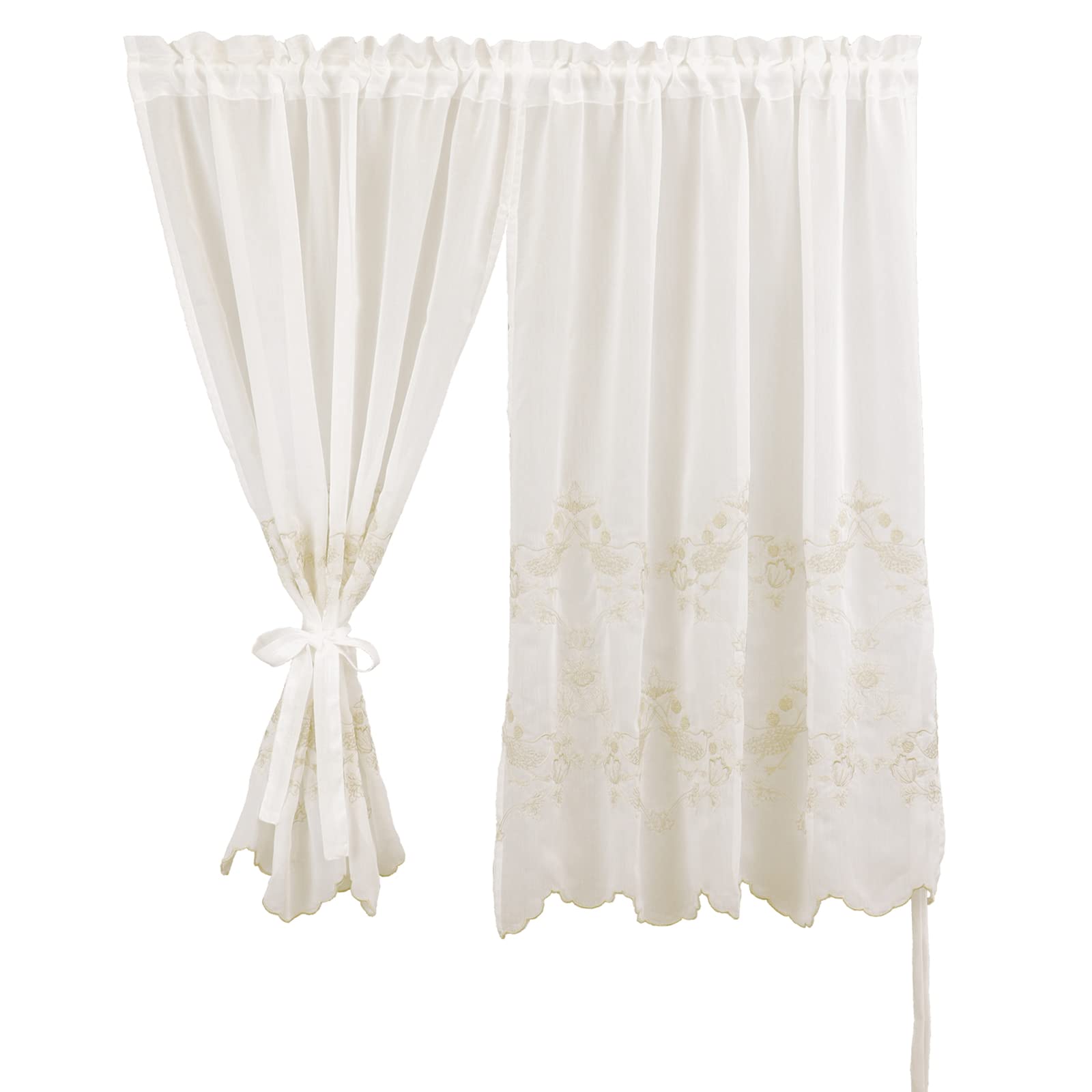 川島織物セルコン Morris Design studio モリスデザインスタジオ スタイルのれん イチゴドロボウ ベージュ 150×90cm EW1702 洗える レースクラシック