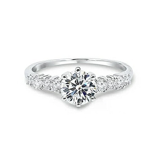 スワロフスキージルコニア使用 直径6.5ｍｍ 指輪 エンゲージリング K18ゴールド仕上げ プラチナ仕上げ 全2色