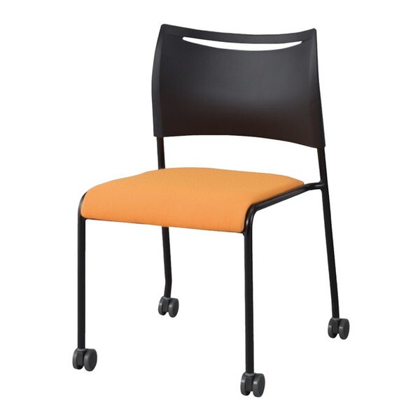 ミーティングチェアキャスタータイプ ブラックフレーム 布張 オレンジ LTS-4C-B-F-OR 4脚セット メーカー直送
