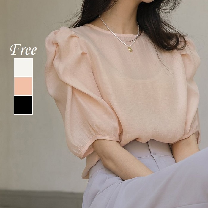 ブラウス レディース 春 パフスリーブ 五分袖 夏 シースルー 秋 5,060円