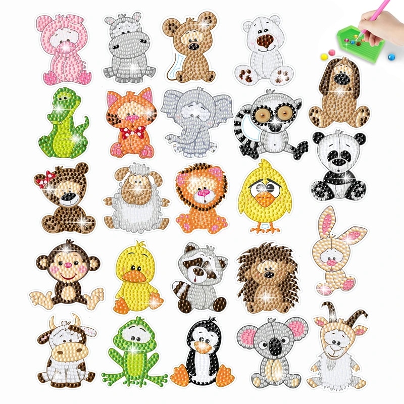 動物をテーマにしたダイヤモンドの絵,手作りの日曜大工,612歳の子供向けの手作りのステッカー