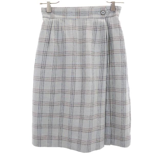 チェック ミニ丈 スカート 9 水色 レディース
