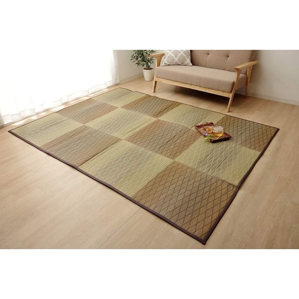 い草 い草ラグ カーペット FXダイヤ 裏張りブラウン 約240×240cm メーカー直送
